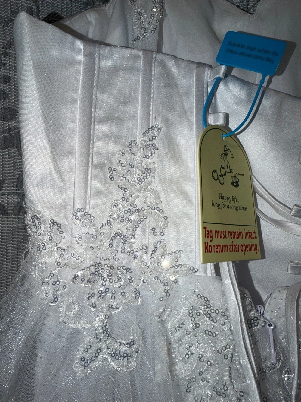White Beaded Tulle Party Dress for Teens. Size 8